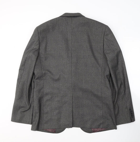 Cedar Wood State Mens Grey Plaid Polyester Jacket Suit Jacket Size L
