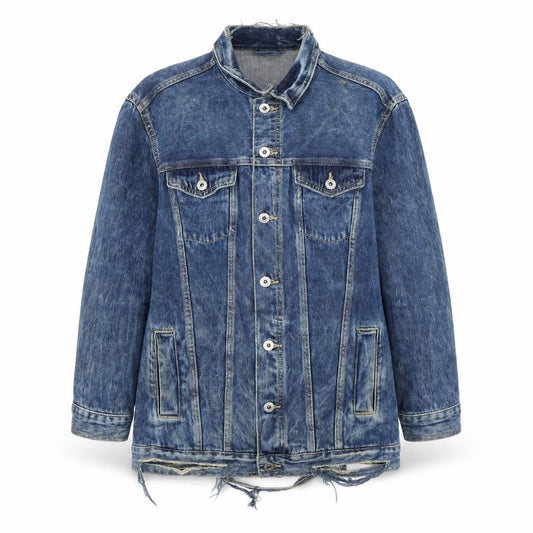 H&M Womens Blue   Jacket  Size 8  Button - ripped detail