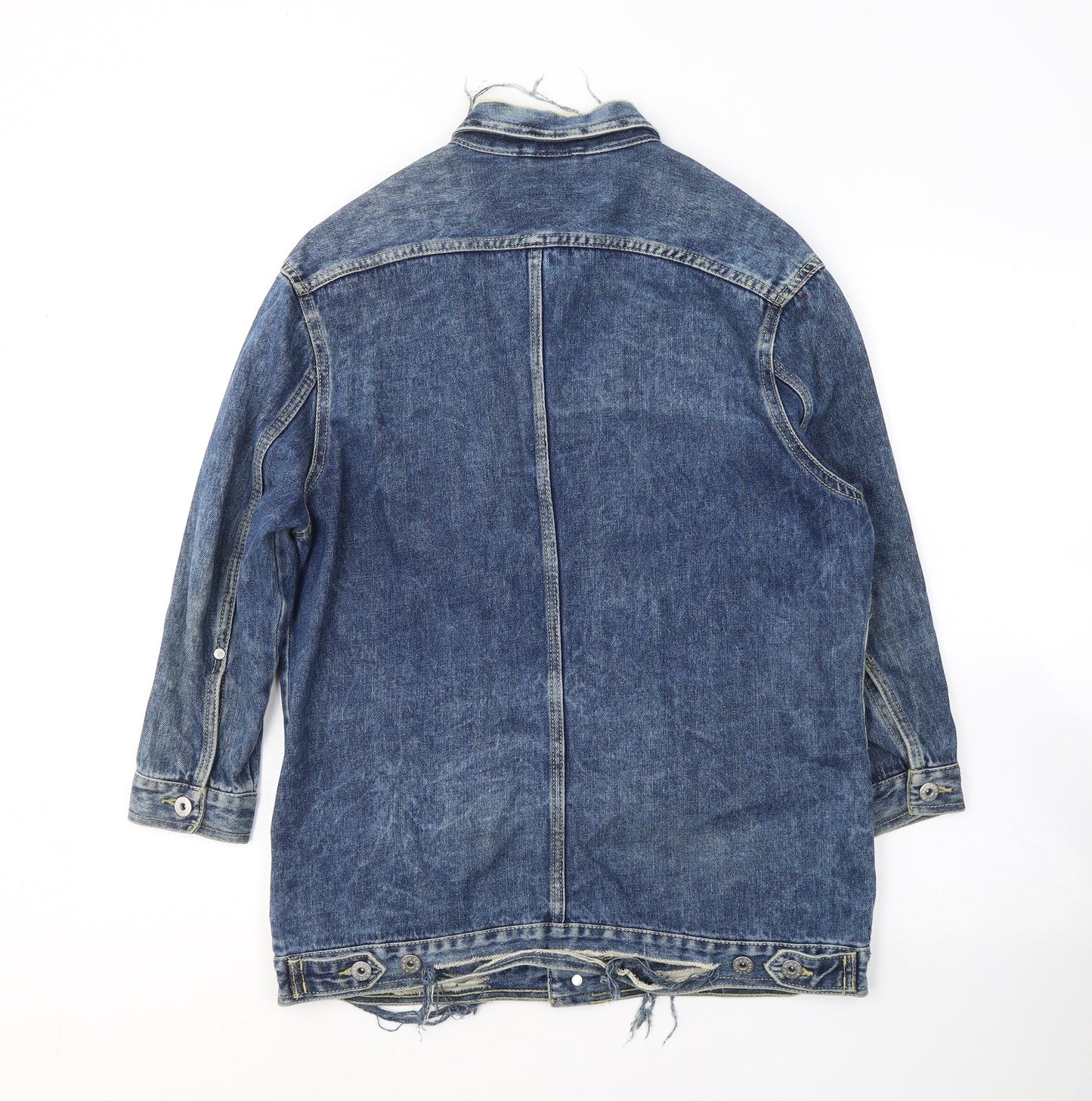 H&M Womens Blue   Jacket  Size 8  Button - ripped detail