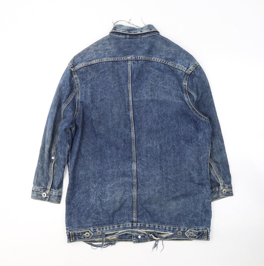 H&M Womens Blue   Jacket  Size 8  Button - ripped detail