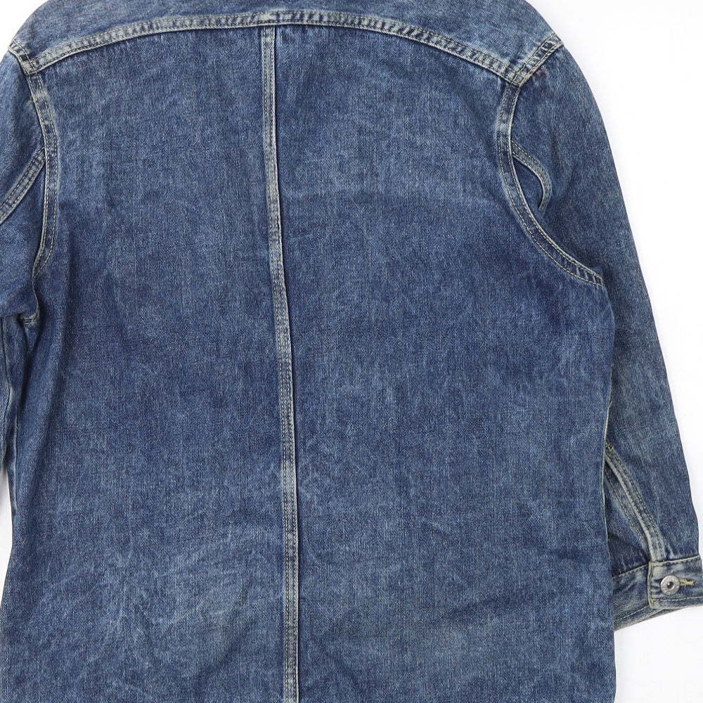 H&M Womens Blue   Jacket  Size 8  Button - ripped detail