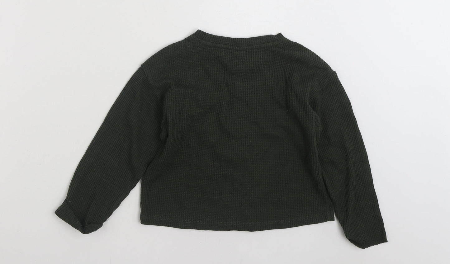 Zara Girls Green  Polyester Pullover Sweatshirt Size 6 Years  Pullover - Cropped