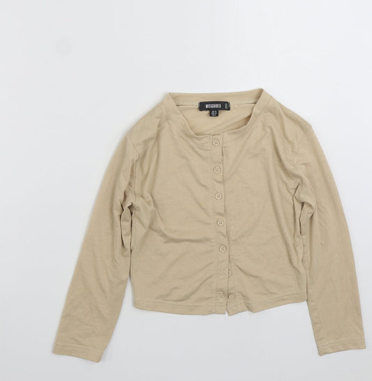 Missguided Womens Beige  Polyester Cardigan Sweatshirt Size 10  Button