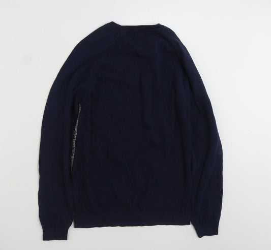 Matalan Mens Blue Crew Neck  Cotton Pullover Jumper Size M
