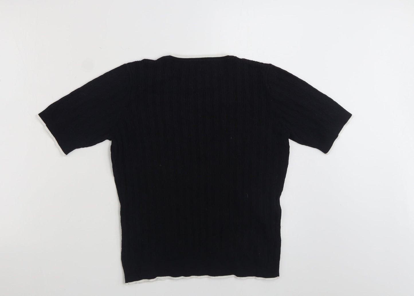 CC Womens Black V-Neck  Cotton Pullover Jumper Size L