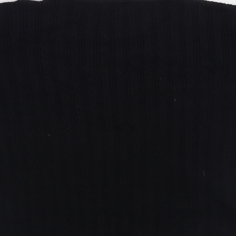 CC Womens Black V-Neck  Cotton Pullover Jumper Size L