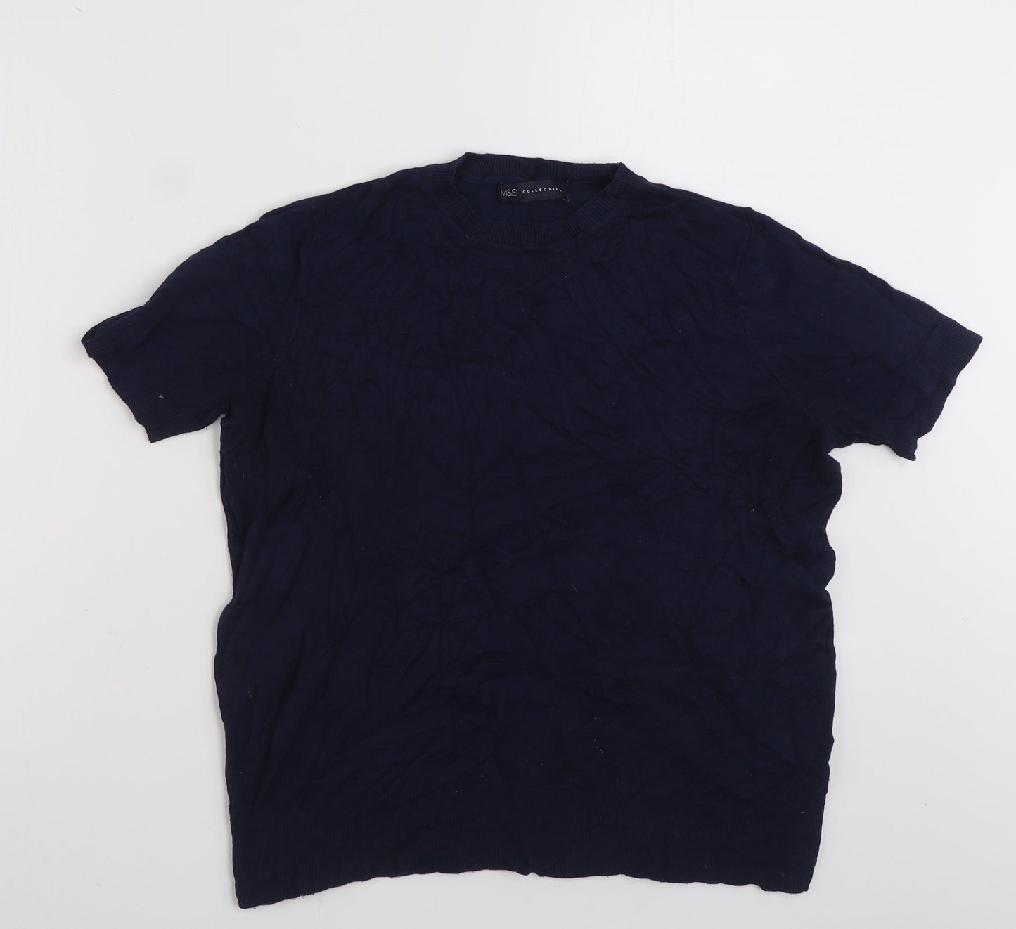 Marks and Spencer Womens Blue Crew Neck  Viscose Pullover Jumper Size 12