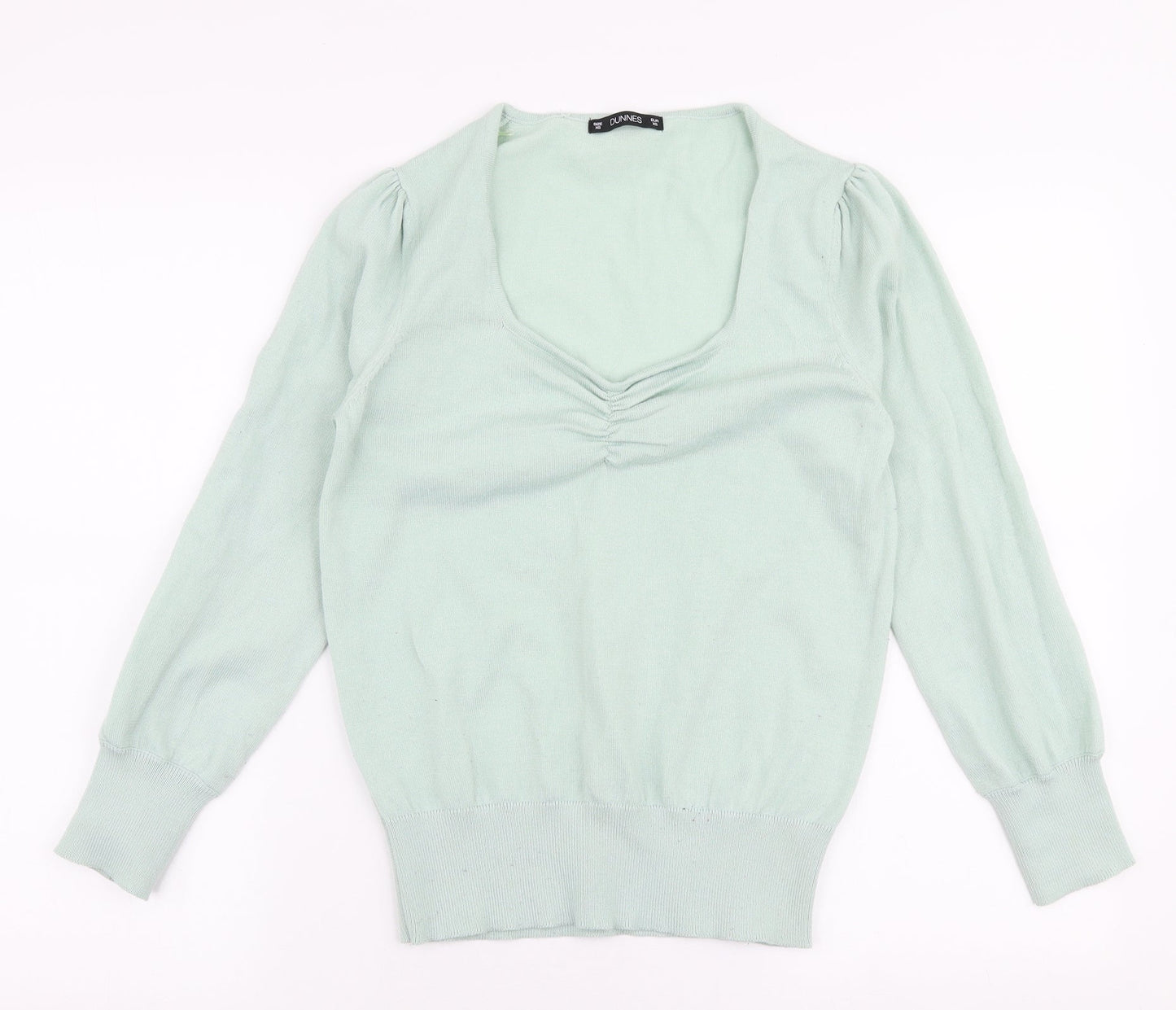 Dunnes Stores Womens Green V-Neck  Polyester Pullover Jumper Size XS