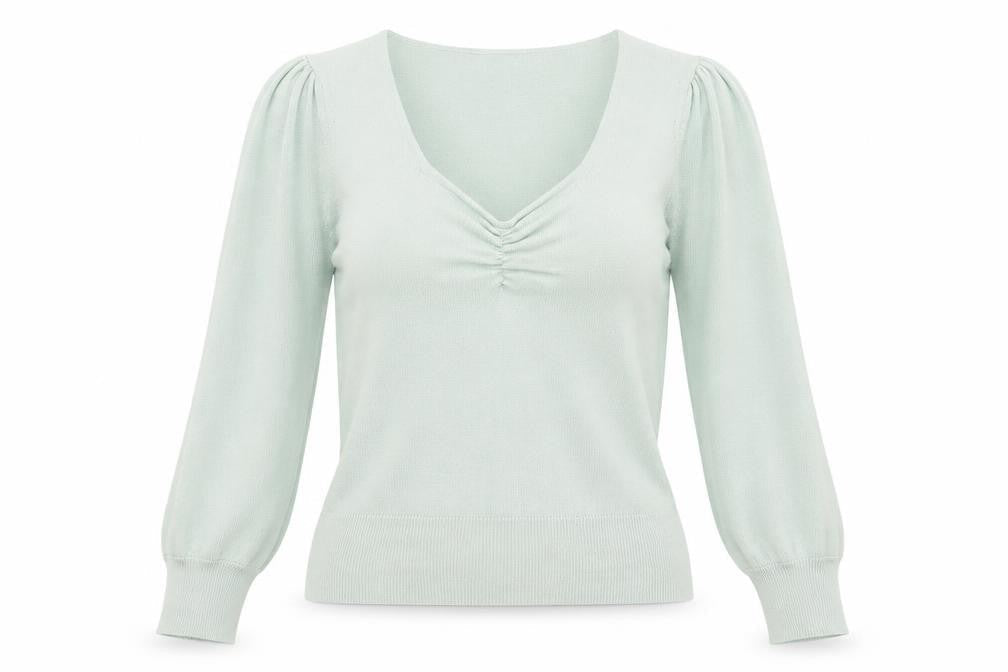 Dunnes Womens Green V-Neck  Polyester Pullover Jumper Size XS