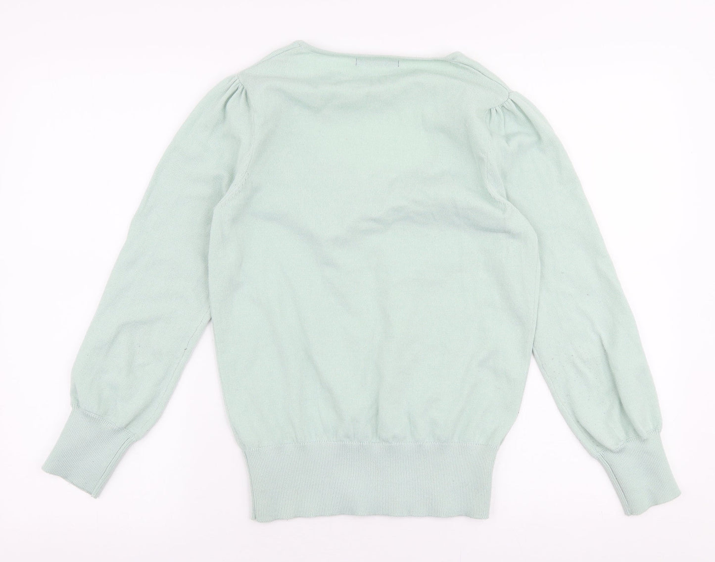 Dunnes Stores Womens Green V-Neck  Polyester Pullover Jumper Size XS