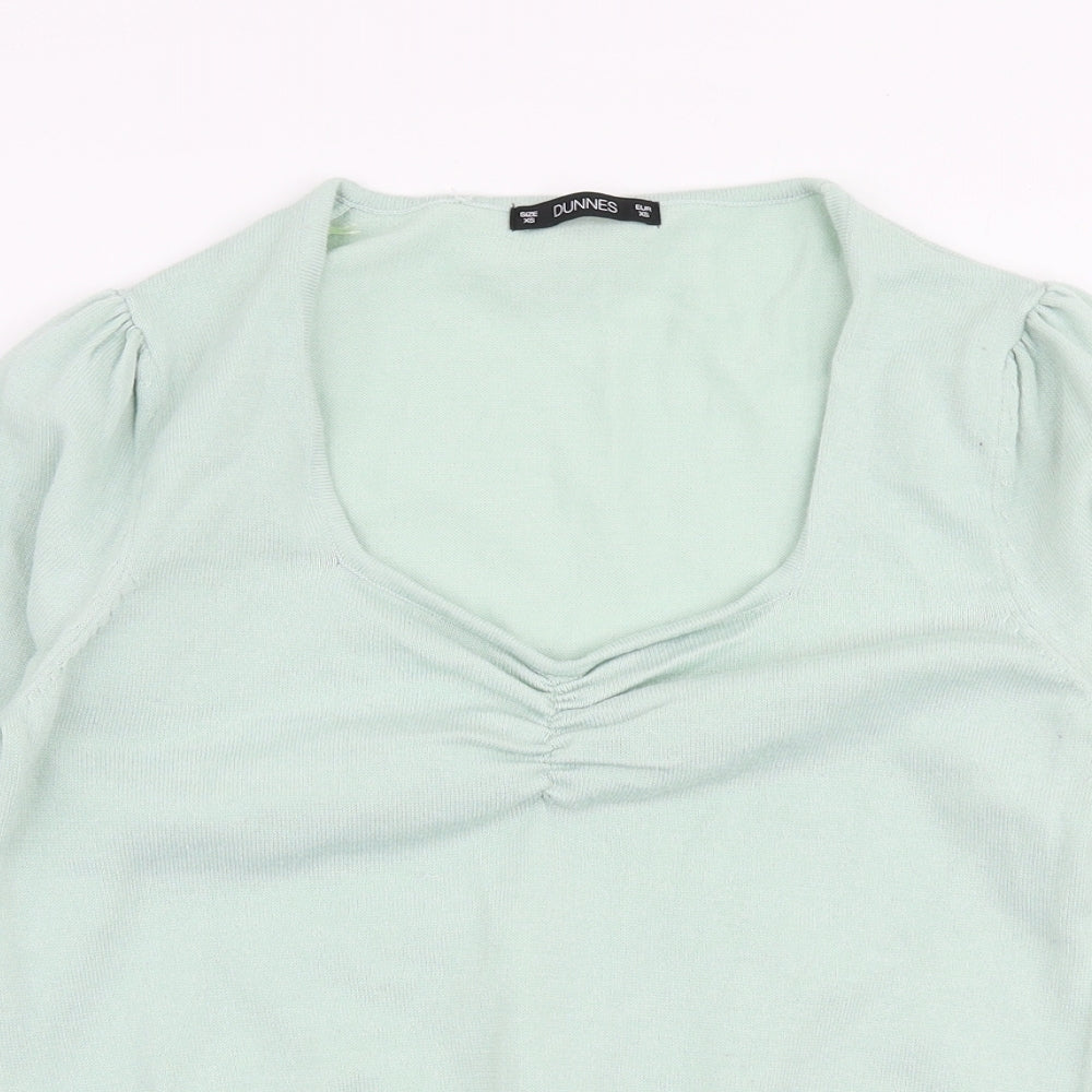 Dunnes Stores Womens Green V-Neck  Polyester Pullover Jumper Size XS