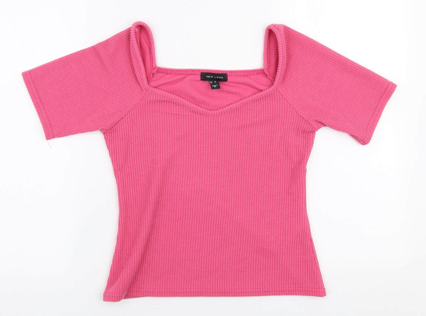 New Look Womens Pink  Polyester Jersey Blouse Size 12 Square Neck