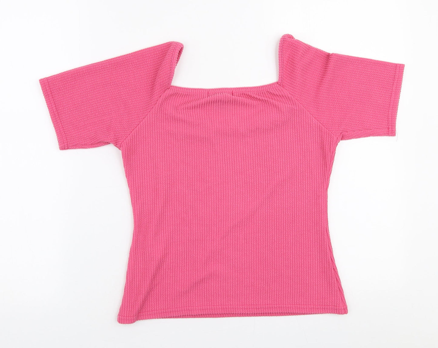 New Look Womens Pink  Polyester Jersey Blouse Size 12 Square Neck