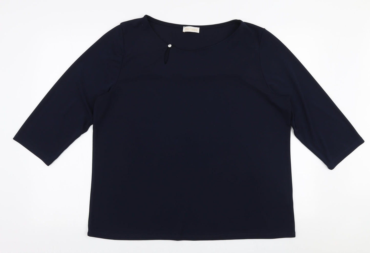 Elisa Castelli Womens Blue  Polyester Basic Blouse Size 20 Boat Neck