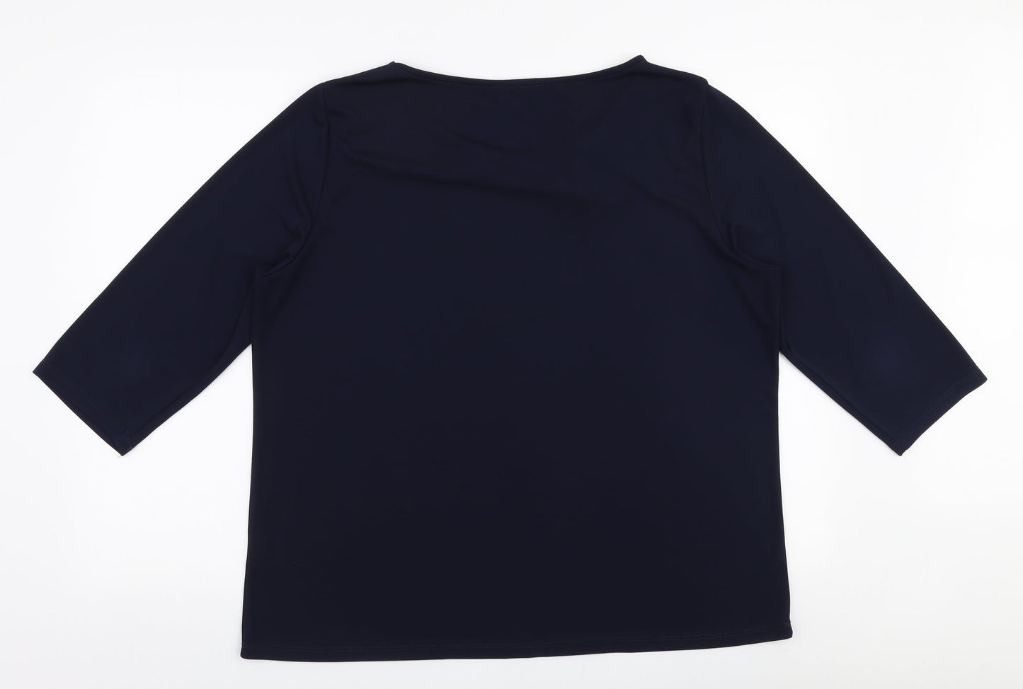 Elisa Castelli Womens Blue  Polyester Basic Blouse Size 20 Boat Neck