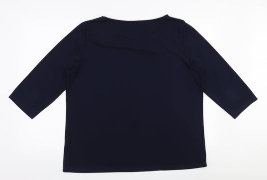 Elisa Castelli Womens Blue  Polyester Basic Blouse Size 20 Boat Neck