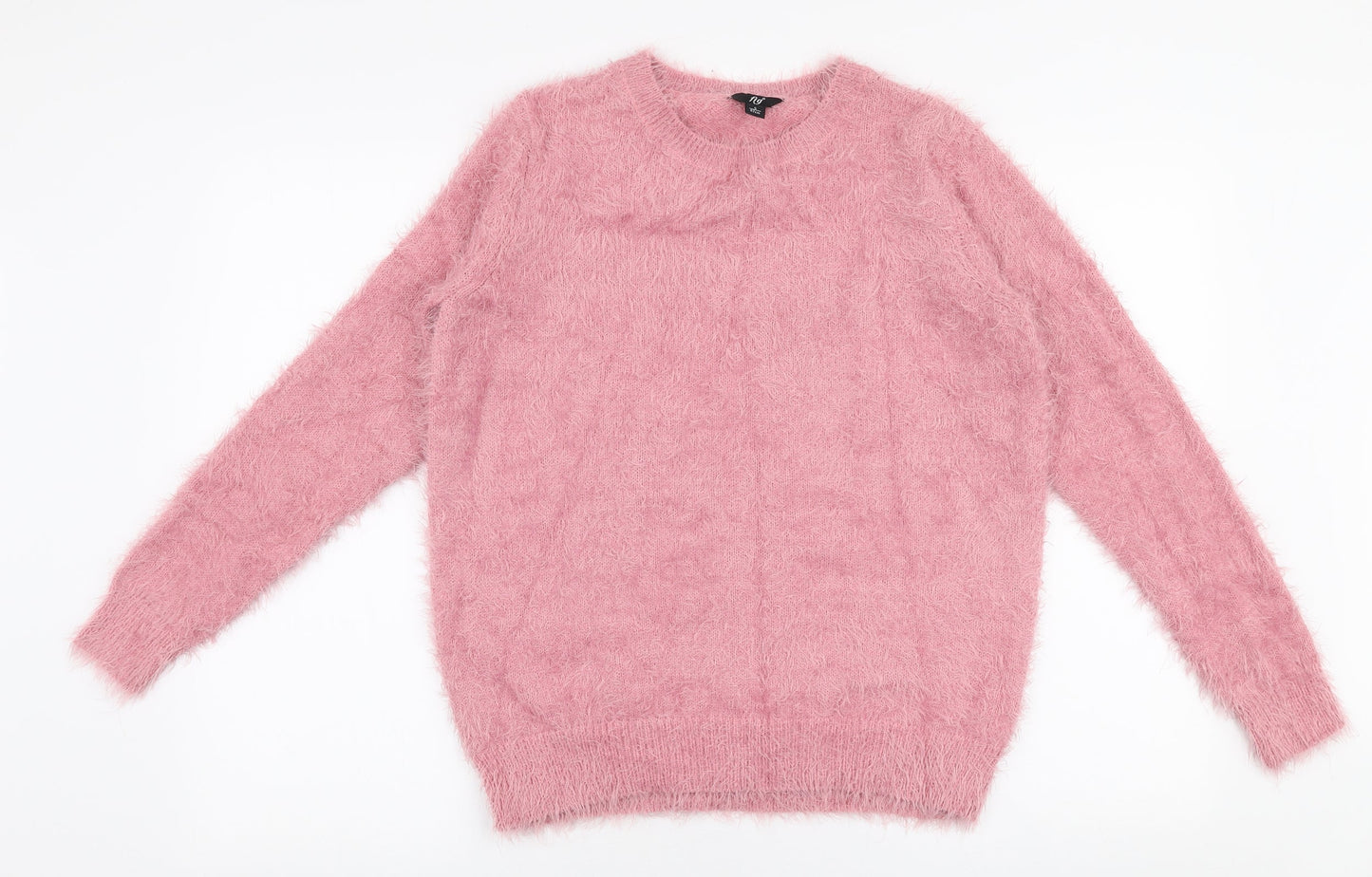 Fig Womens Pink Round Neck  Nylon Pullover Jumper Size S