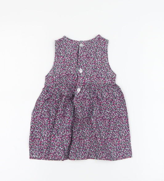 Watch Me Grow Girls Multicoloured Floral 100% Cotton A-Line  Size 2 Years  Round Neck Button