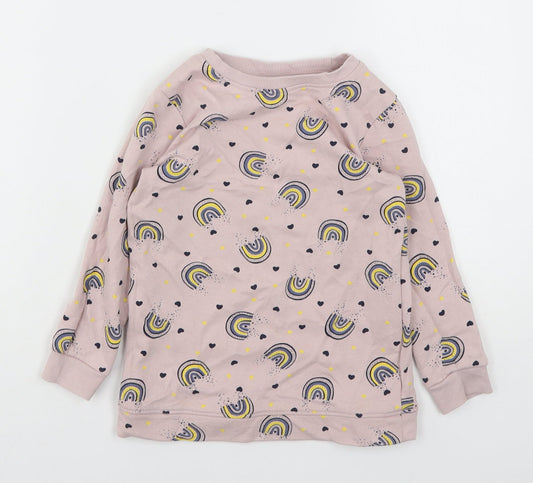 Name It  Girls Pink Geometric Cotton Pullover Sweatshirt Size 5 Years