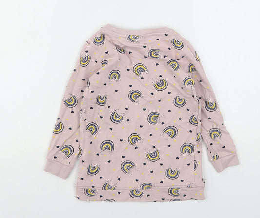 Name It  Girls Pink Geometric Cotton Pullover Sweatshirt Size 5 Years