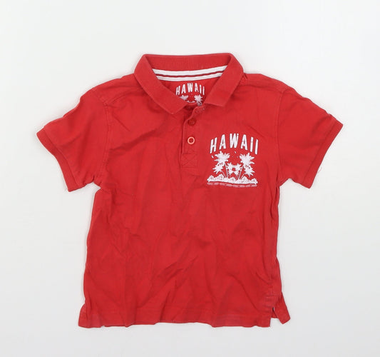 Rebel Boys Red  Cotton Basic Polo Size 2-3 Years Collared  - Hawii