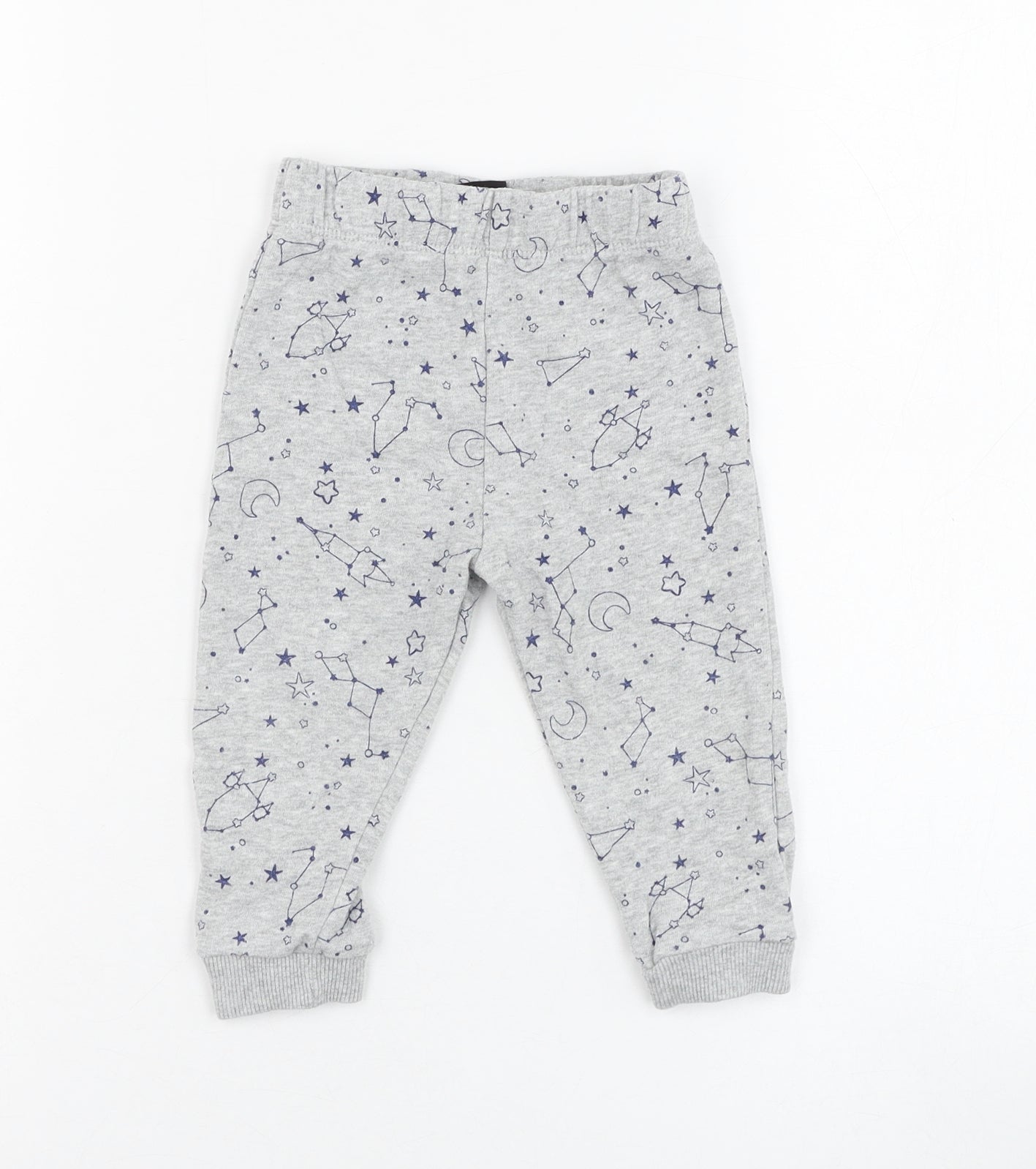 F&F Boys Grey  Cotton Jogger Trousers Size 9-12 Months  Pullover - Constellations