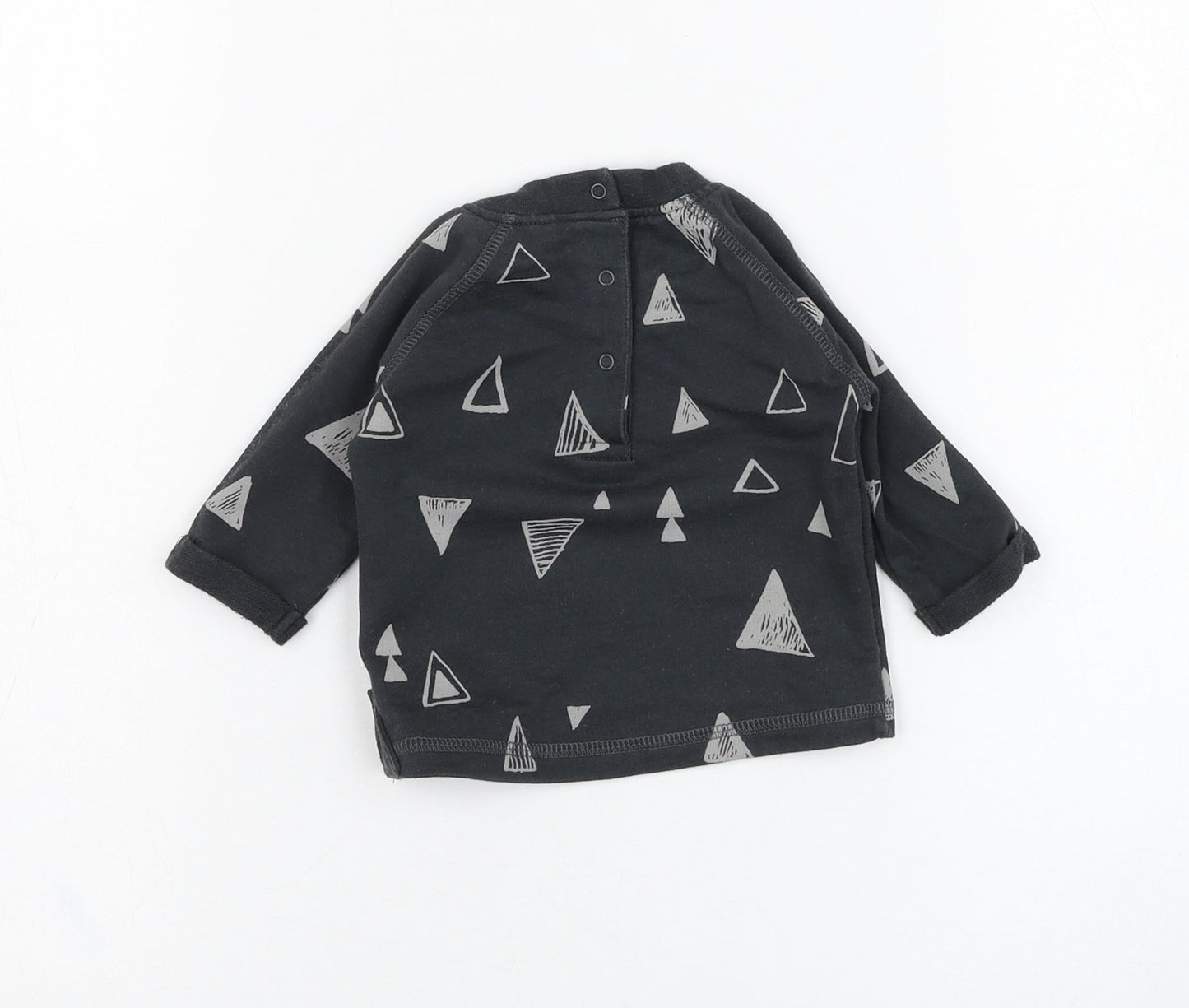 NEXT Boys Grey  Cotton Basic T-Shirt Size 0-3 Months Round Neck Pullover - Triangle