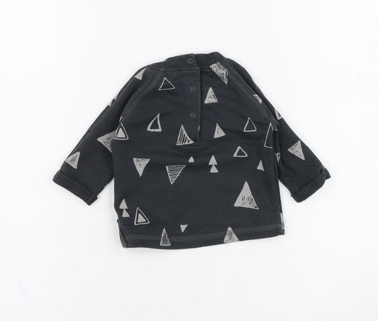 NEXT Boys Grey  Cotton Basic T-Shirt Size 0-3 Months Round Neck Pullover - Triangle