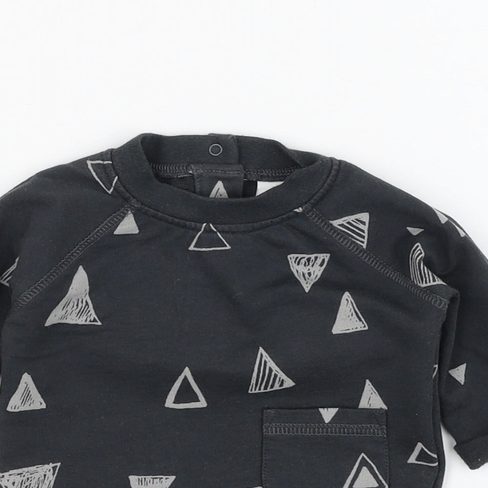 NEXT Boys Grey  Cotton Basic T-Shirt Size 0-3 Months Round Neck Pullover - Triangle