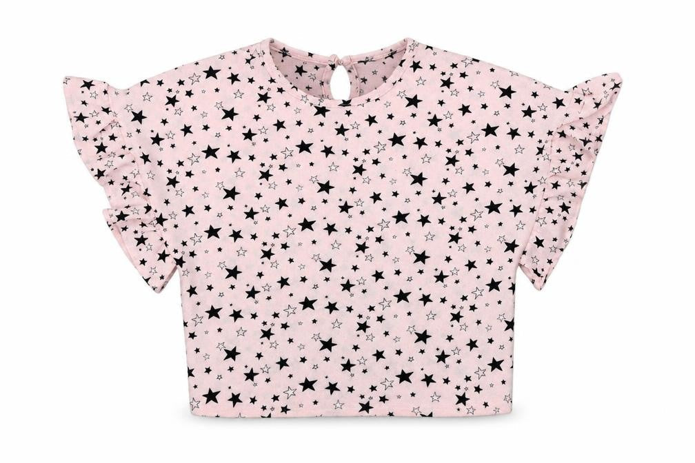 Dunnes Girls Pink  Polyester Tunic T-Shirt Size 7 Years Round Neck Pullover - Star