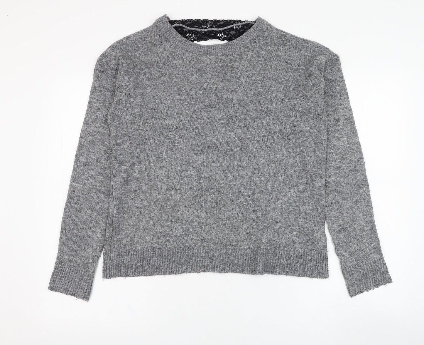 VERO MODA Womens Grey Round Neck  Acrylic Pullover Jumper Size L