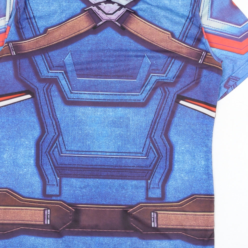 Zootop Bear Boys Blue  Cotton Basic T-Shirt Size L Round Neck Pullover - Avengers