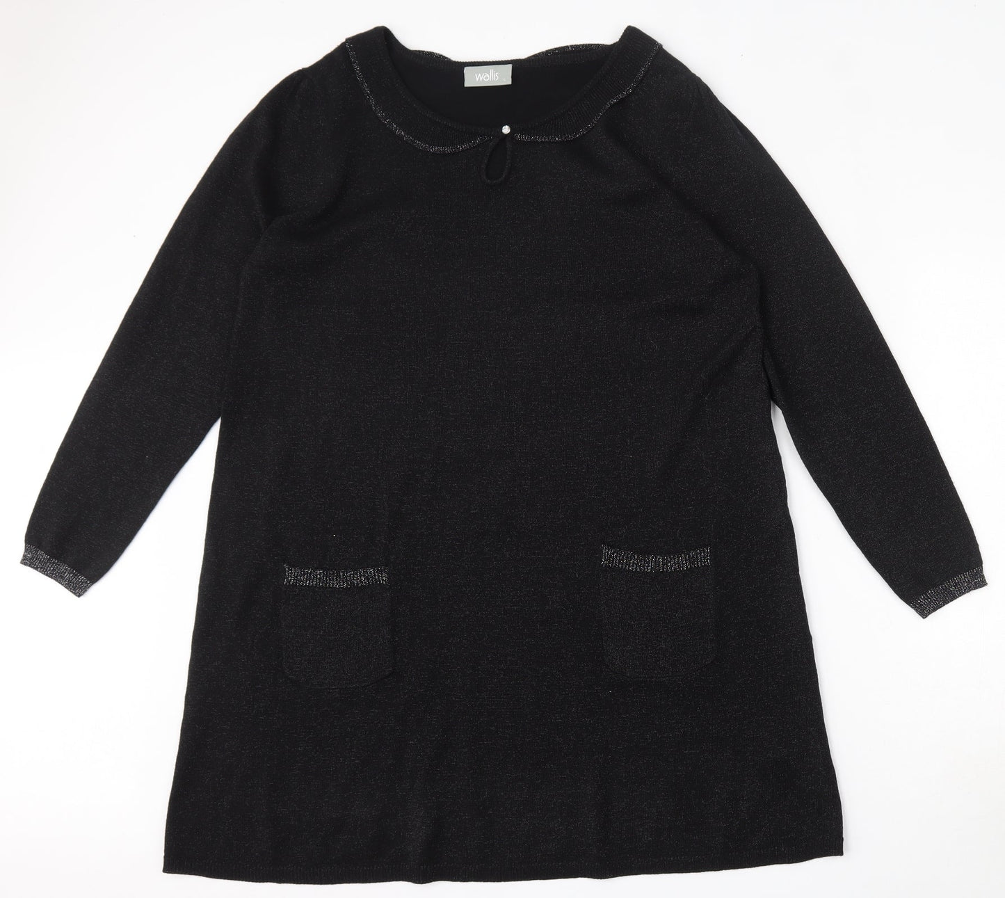 Wallis Womens Black  Acrylic Trapeze & Swing  Size L  Round Neck