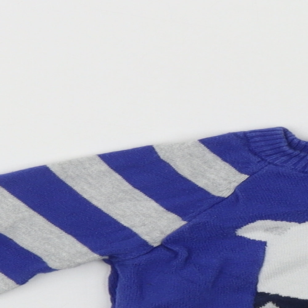Little rebel Boys Blue Striped Cotton Pullover Jumper Size 12-18 Months   - Polar Bear