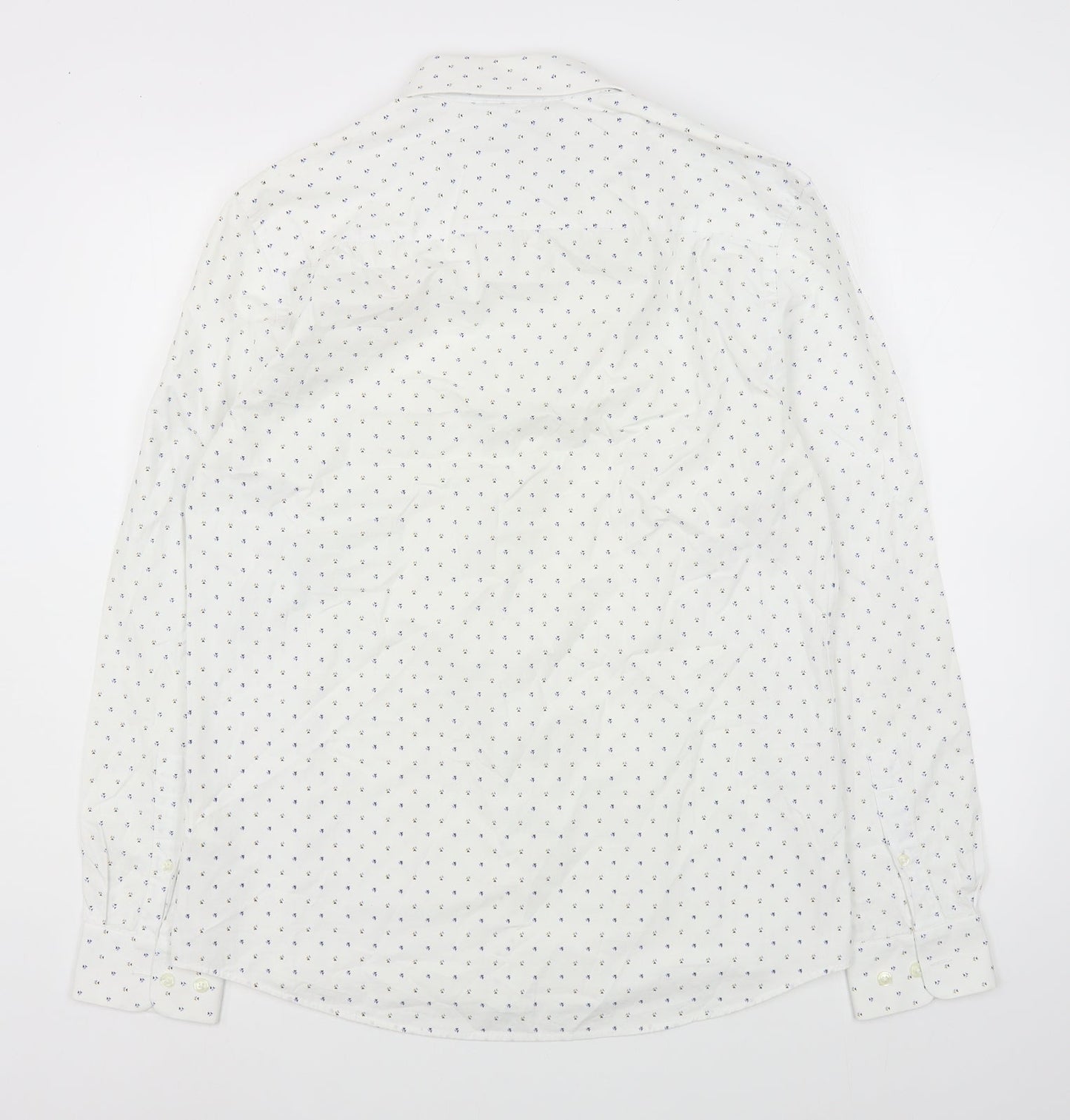 River Island Mens White Geometric Cotton  Button-Up Size M Collared Button