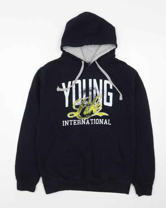 Awdis Mens Blue  Cotton Pullover Hoodie Size S