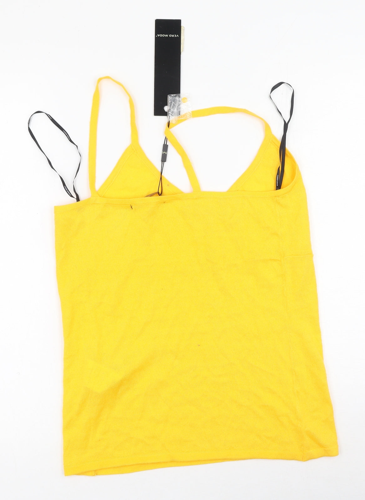 Vera Moda Womens Yellow  Acrylic Basic Tank Size L Round Neck