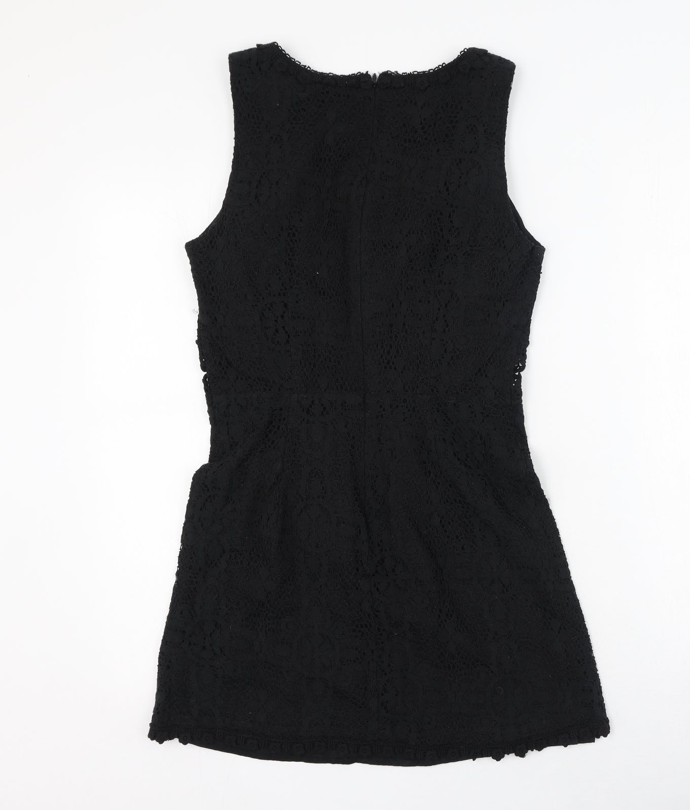 Topshop Womens Black  Cotton Fit & Flare  Size 10  Round Neck