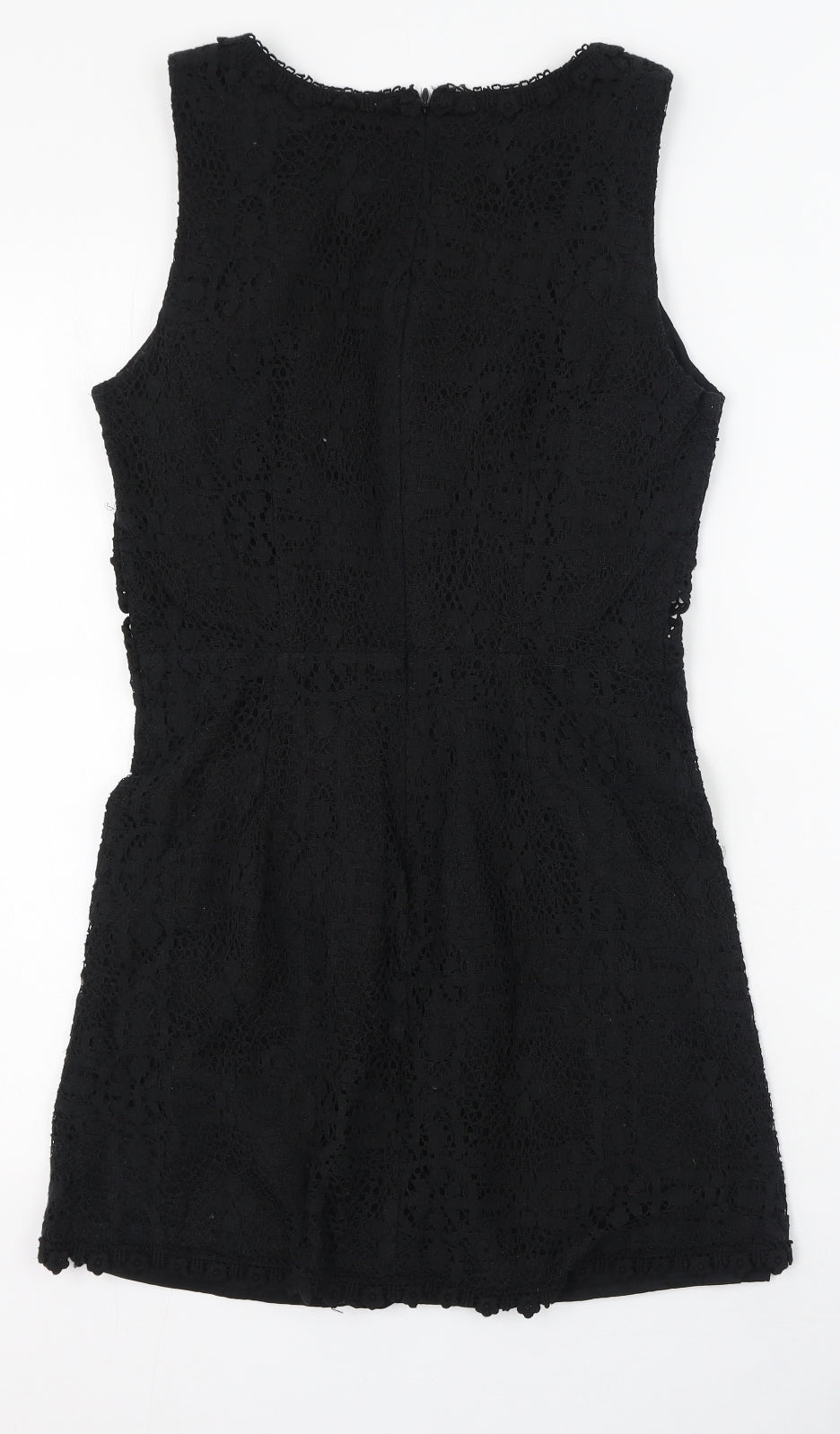 Topshop Womens Black  Cotton Fit & Flare  Size 10  Round Neck