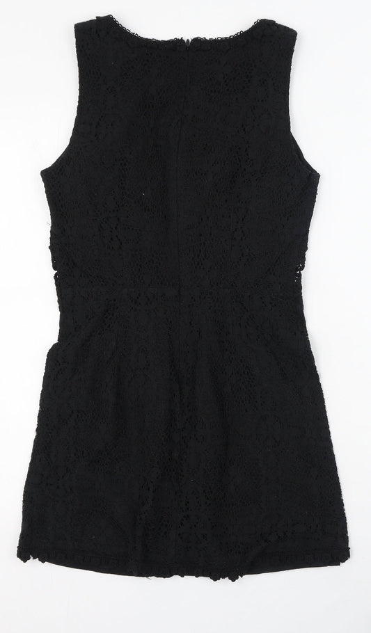 Topshop Womens Black  Cotton Fit & Flare  Size 10  Round Neck