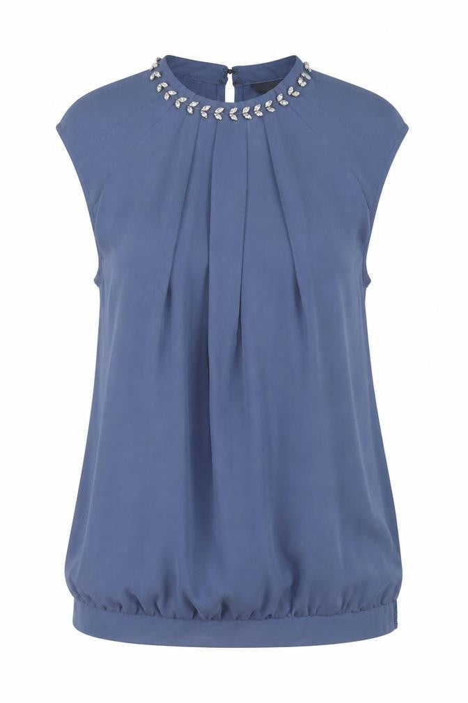 Warehouse Womens Grey  Polyester Basic Tank Size 8 Crew Neck