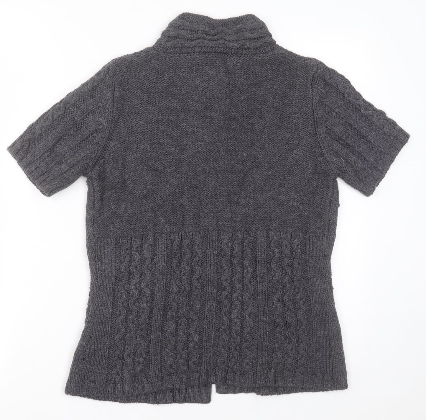 Yessica Womens Grey High Neck  Acrylic Cardigan Jumper Size S