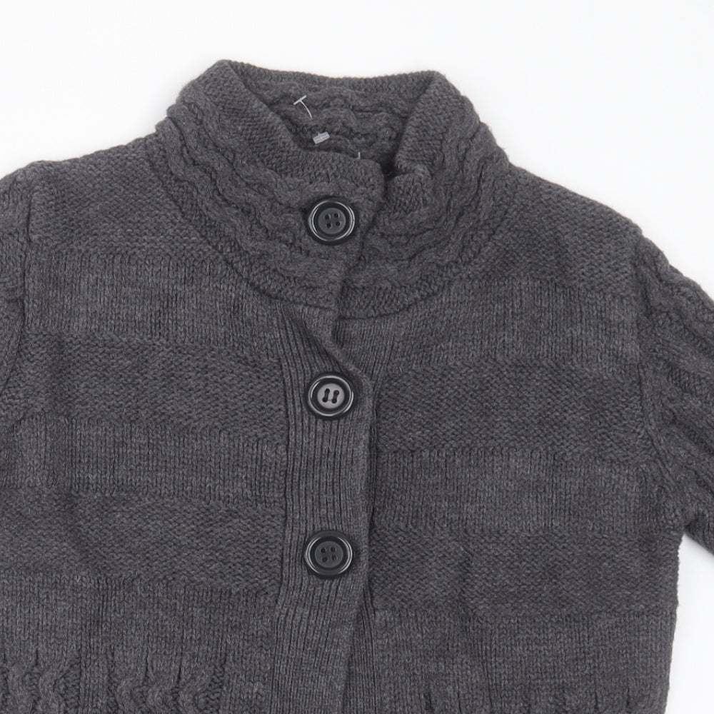 Yessica Womens Grey High Neck  Acrylic Cardigan Jumper Size S