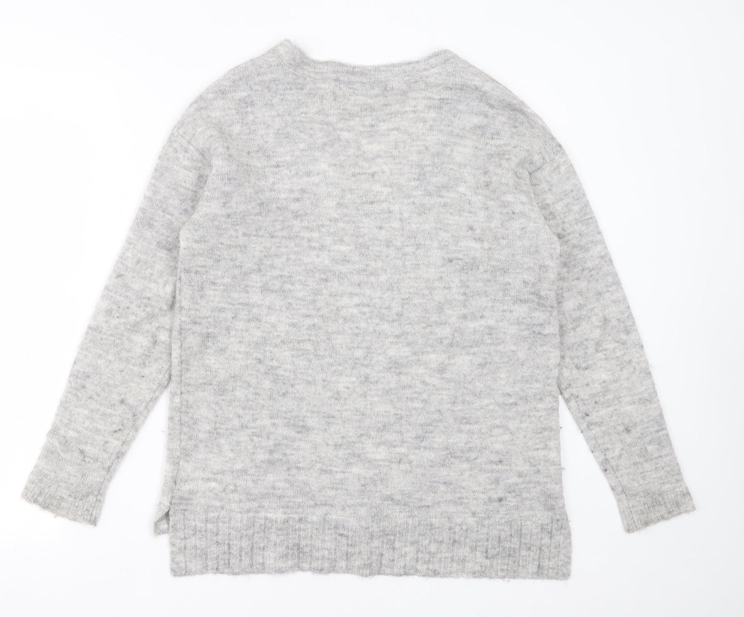 NEXT Womens Grey V-Neck  Acrylic Pullover Jumper Size 10