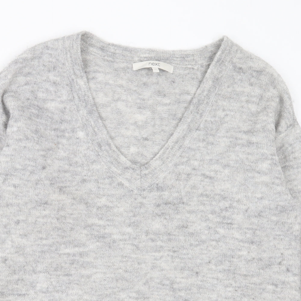 NEXT Womens Grey V-Neck  Acrylic Pullover Jumper Size 10