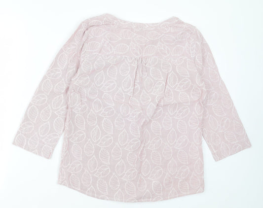 Faithful & True Womens Pink Geometric Polyester Basic Polo Size 12 V-Neck