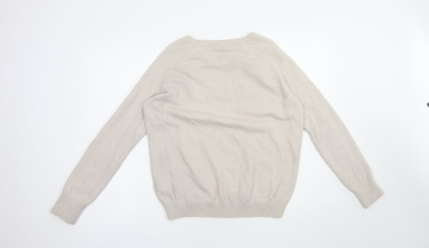 H&M Womens Beige Crew Neck  Polyamide Pullover Jumper Size M