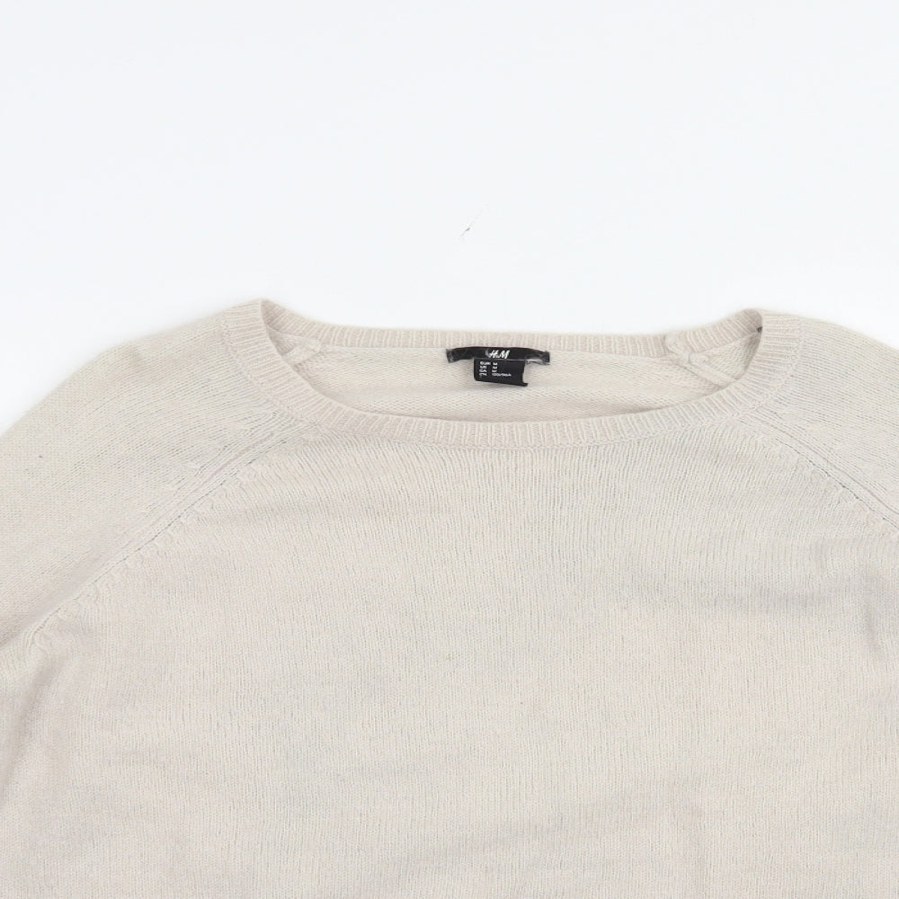 H&M Womens Beige Crew Neck  Polyamide Pullover Jumper Size M