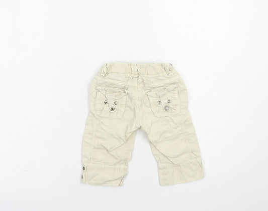 Zara Girls Beige  Cotton Cargo Trousers Size 2-3 Years  Regular Snap