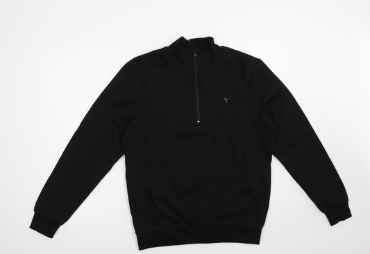 Studio Mens Black  Polyester Full Zip Hoodie Size S